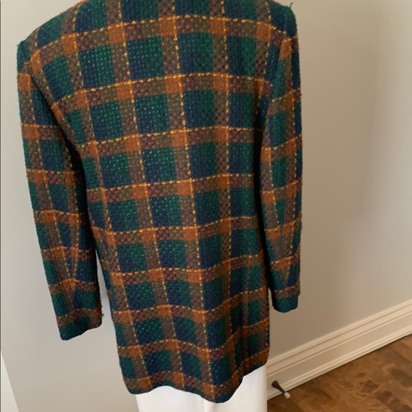 Vintage Chanel style Green and Brown Plaid jacket - Picture 2 of 5